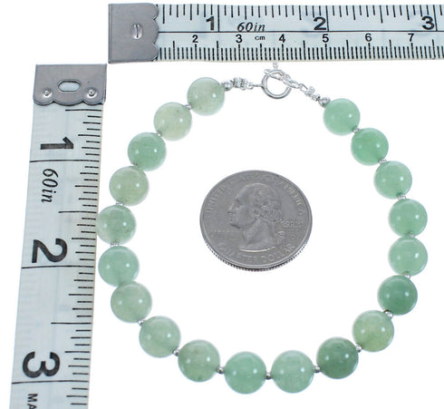 Southwest Sterling Silver Aventurine Bead Bracelet BX120573